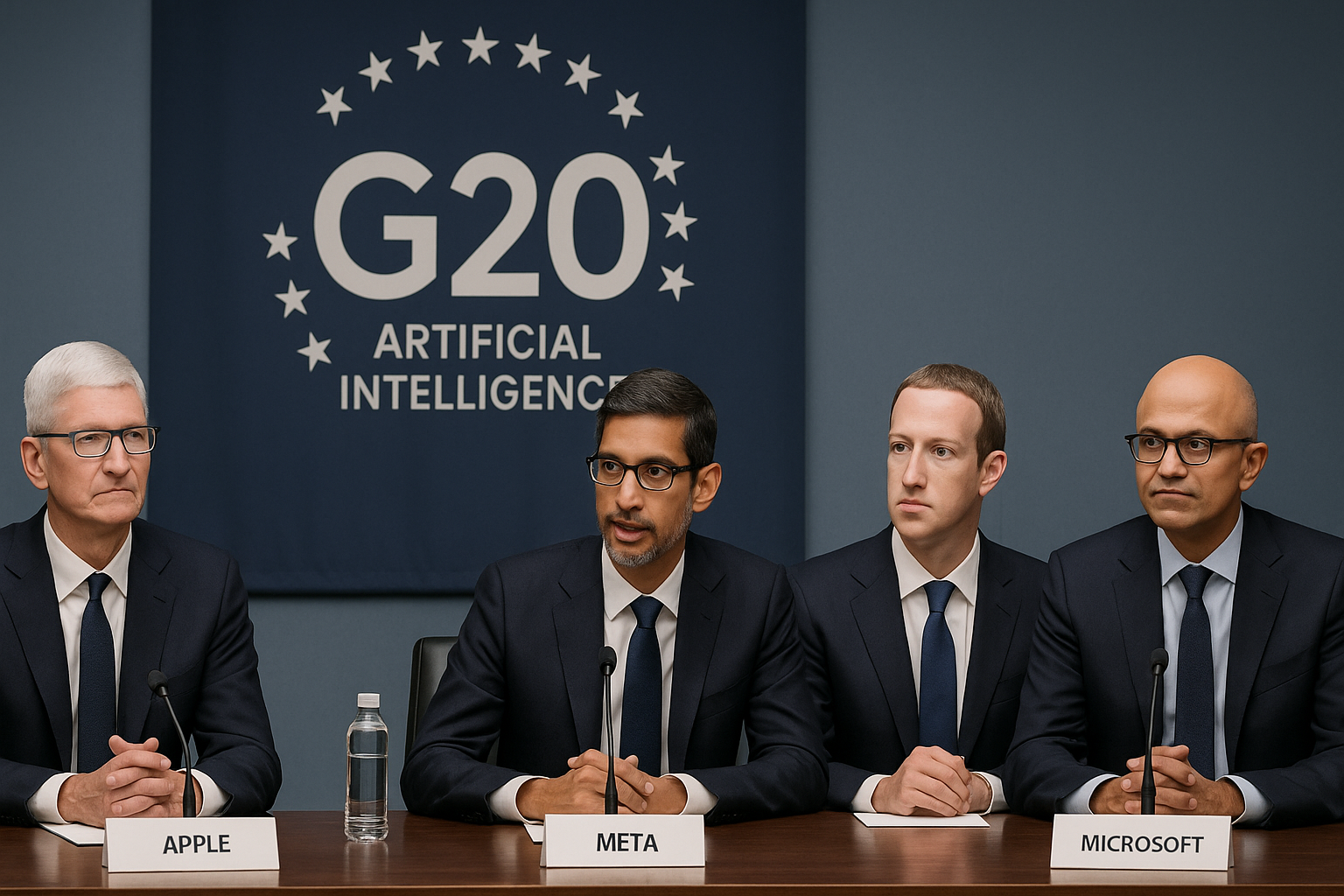 Imagem editorial sobre G20 reúne gigantes da tecnologia para discutir o futuro da IA