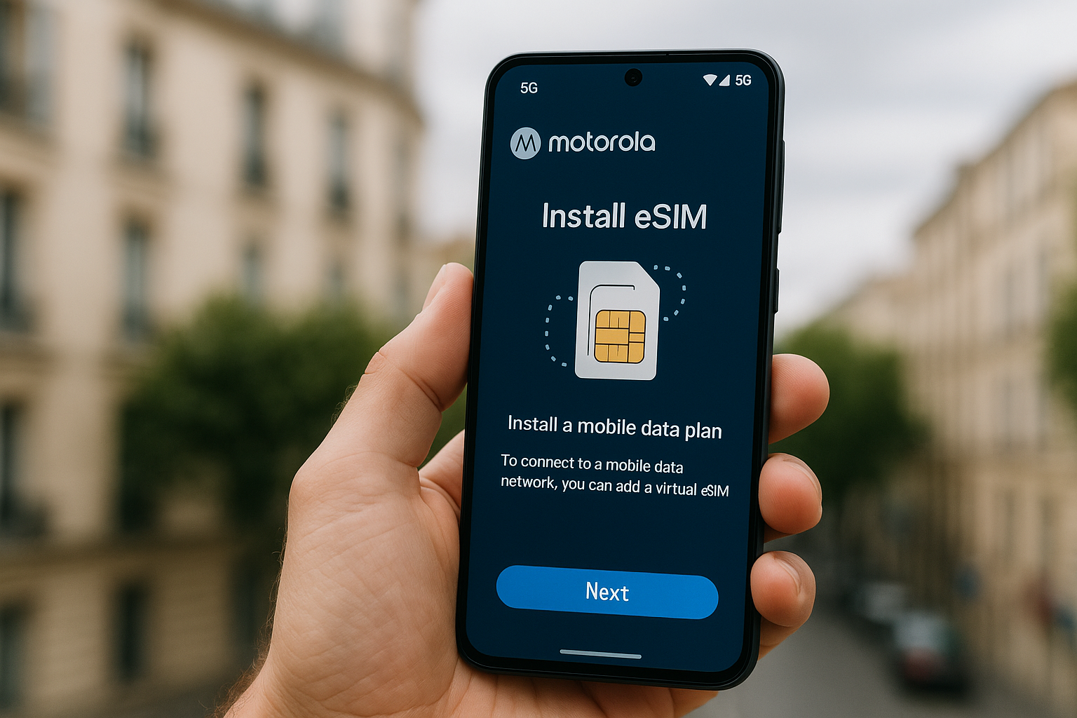 Imagem editorial sobre Motorola lança chip virtual para você usar 5G fora do Brasil