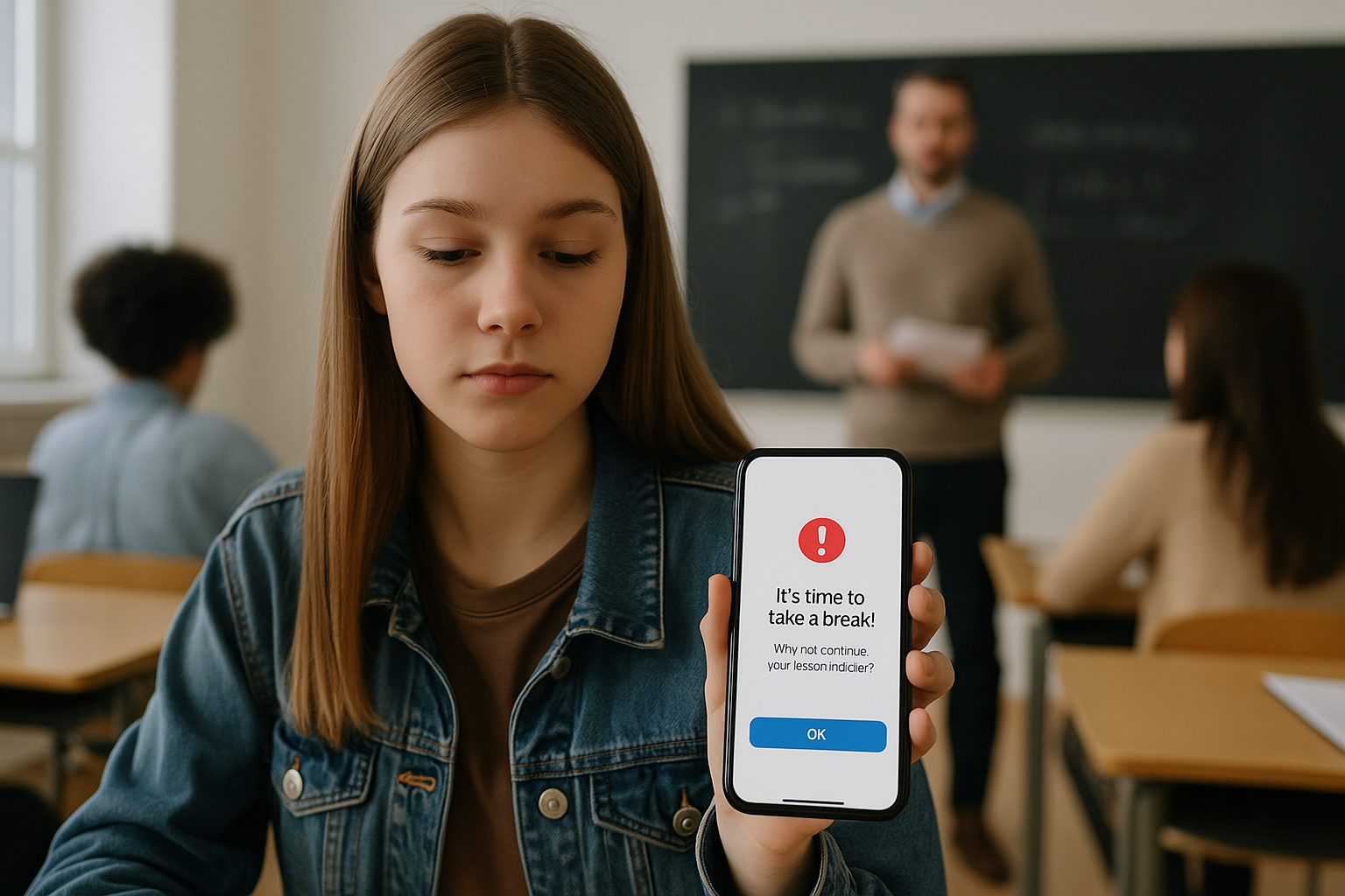 Imagem editorial sobre Pinterest cria aviso para adolescentes largarem o celular durante as aulas